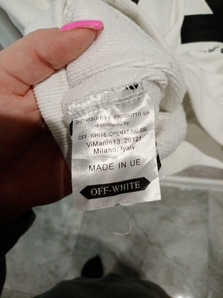 Bluza biała z kapturem off white mona lisa L hoodie