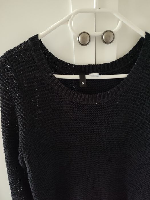 Sweter H&M S czarny ażurowy luźny