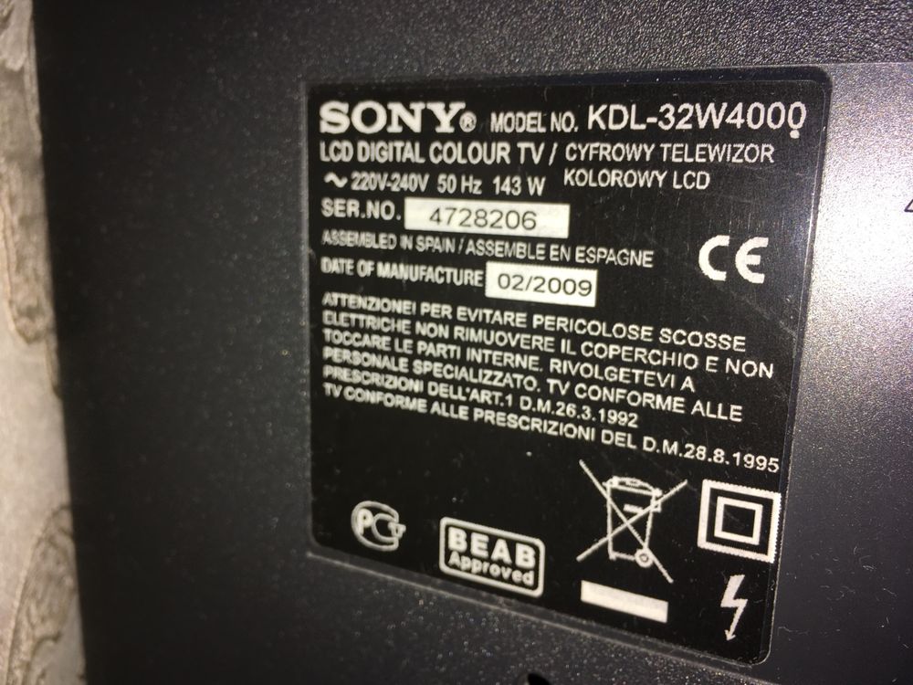 Телевизор Sony KDL-32 W4000 рабочий исправный