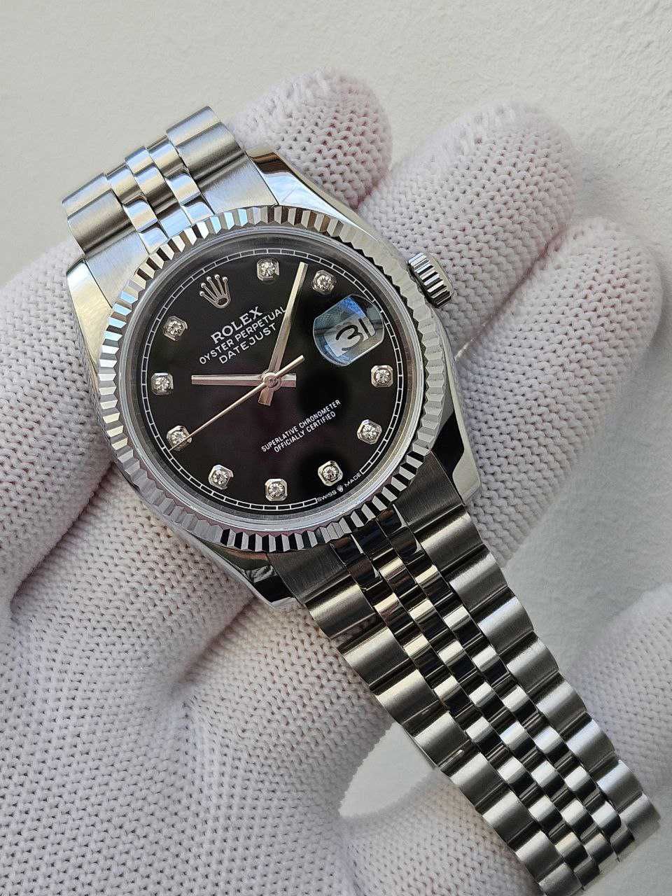Женские швейцарские часы Rolex Datejust Silver Diamond 36 mm - Lady