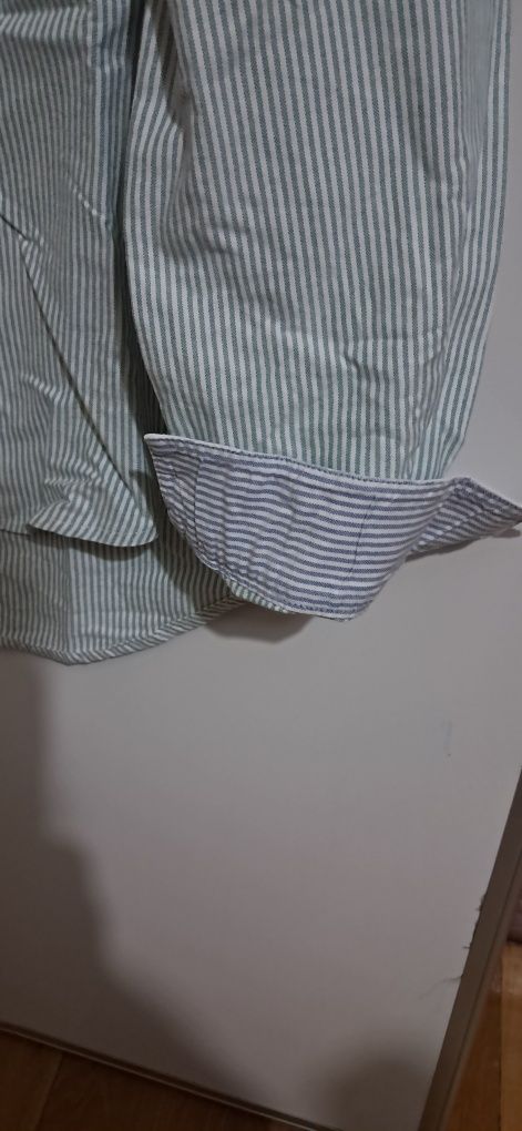 Camisa oxford mulher de riscas verde e branco,  S