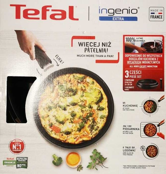 Zestaw 2 patelni TEFAL Ingenio 24+28 cm non-stick Odpinana Rączka HIT
