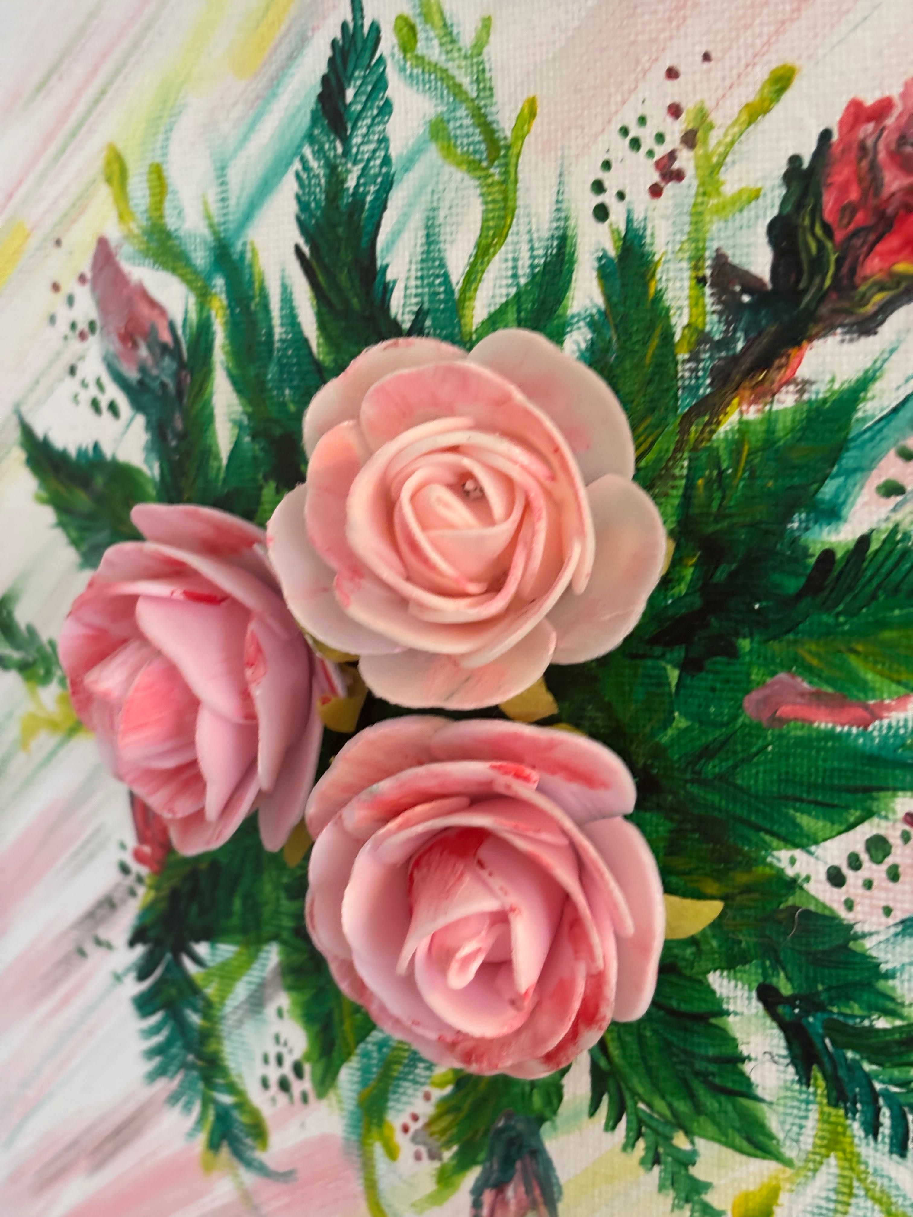 Obraz z 3d kwiatami  20*20 cm
