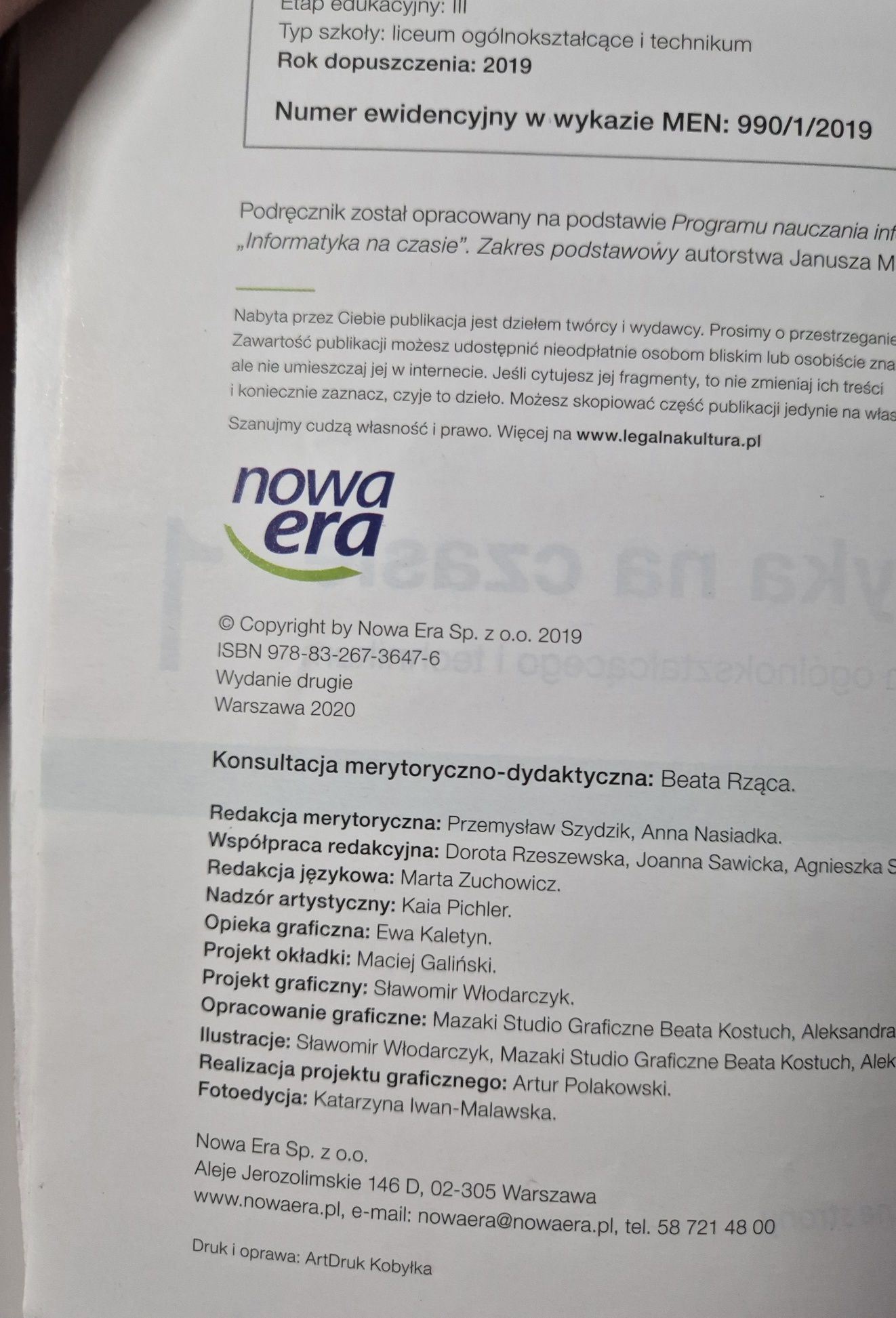 Informatyka na czasie 1, Podręcznik do Liceum Ogólnokształcącego