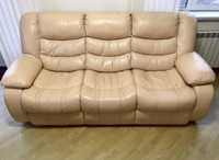 Розкішний шкіряний трьохмісний диван