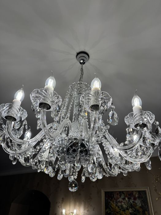 Хрустальна люстра на 12 лампочок, металік .