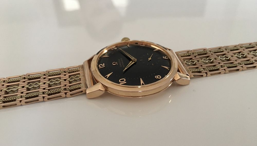Omega , męski złoty 18k zegarek.  Bumper Automatic ideał-50-te lata .