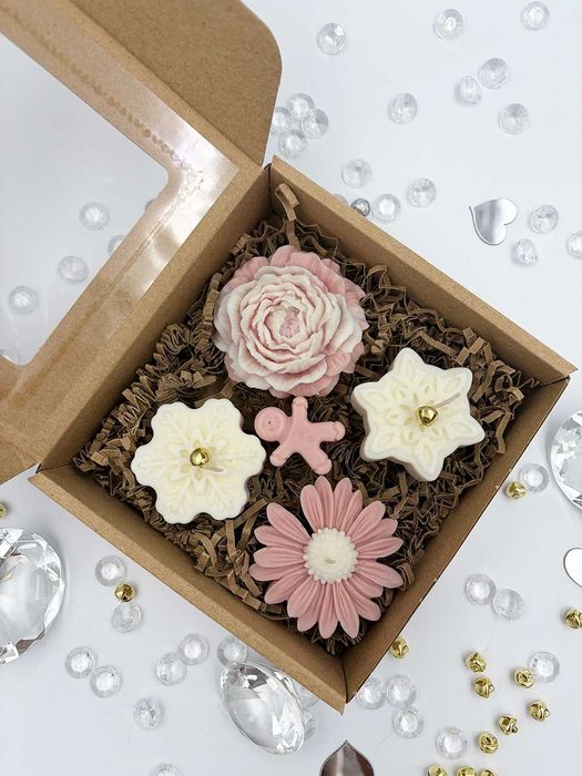 Świąteczny zestaw 4 sztuk świec sojowych prezent, podziękowanie