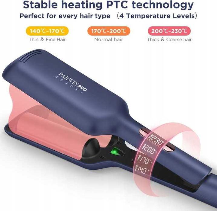 Lokówka falownica do włosów typu syrenka z 2 beczkami 32 mm PARWIN PRO