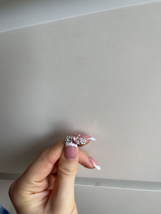 Piękny delikatny pierścionek morganit syntetyczny kwiat r 14