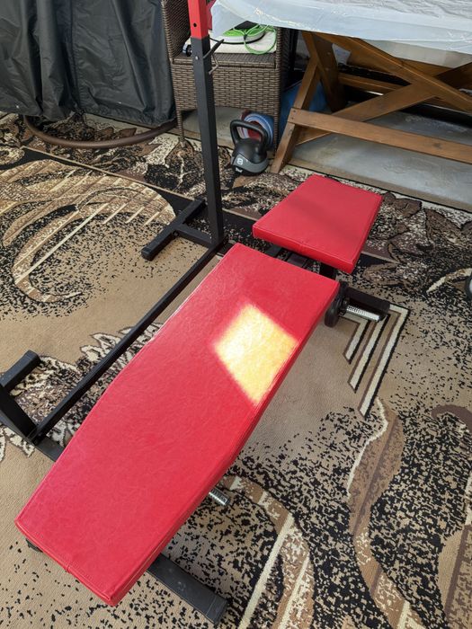 Zestaw na siłownie, ławka ferros, stojaki k sport, sztanga, obciazenie