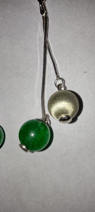 kolczyki wiszące srebro onyks naturalny zielony