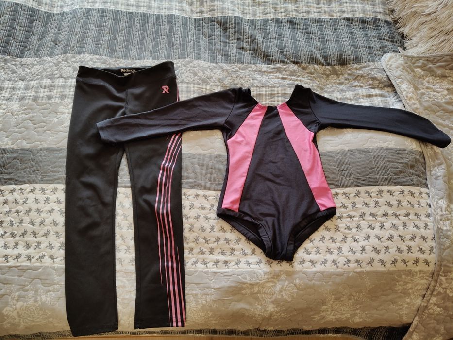 Strój komplet do ćwiczeń, akrobatyka body spodnie