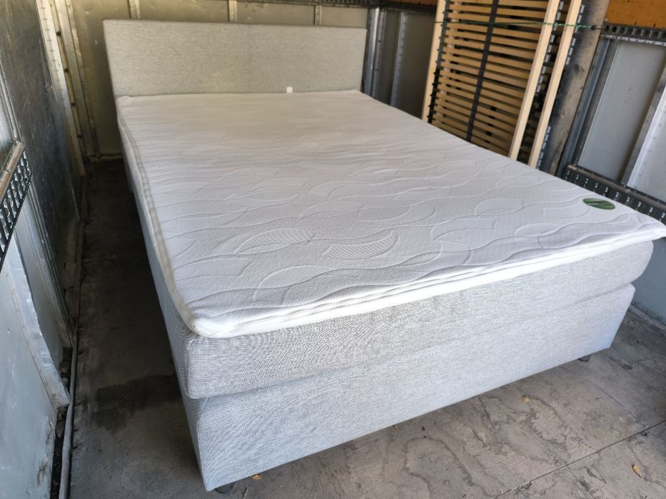 Łóżko kontynentalne 140x200 niemieckie solidne z materacem i topperem