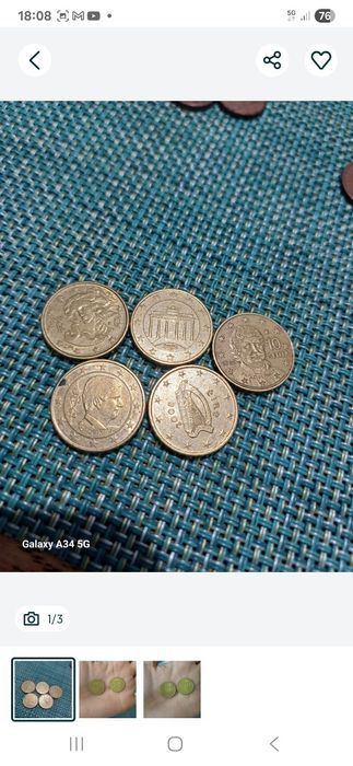 Vendo 7 moedas de 0,10€