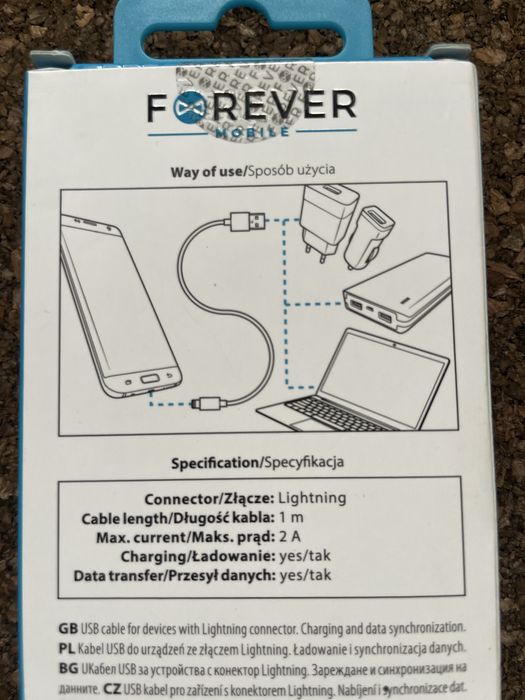 Cabo USB lightning Forever Novo