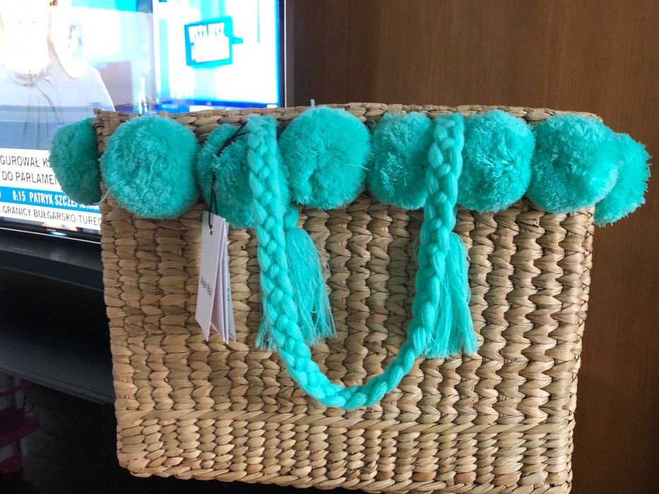 Koszyk plażowy nowy duży XXL zielony miętowy turkusowy premium okazja