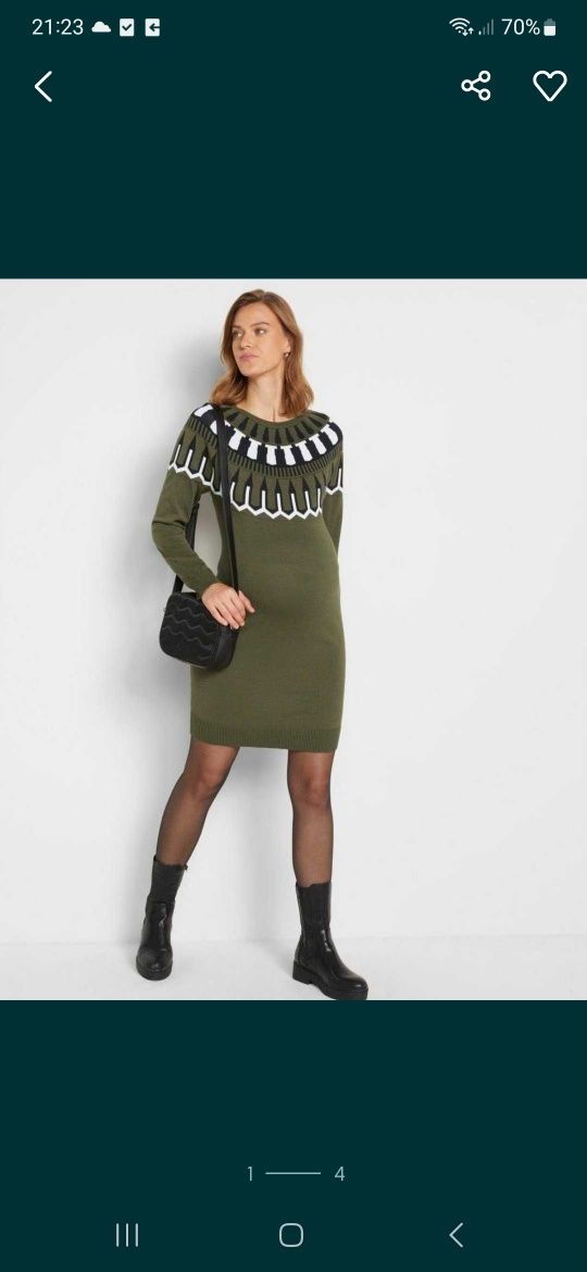 Nowy sweter ciążowy oliwkowy świąteczny sukienka sweterkowa dzianinowa
