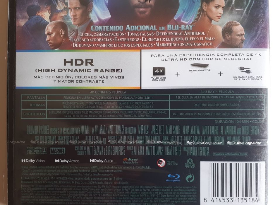 Blu-ray + 4K Morbius (Selado) da Marvel