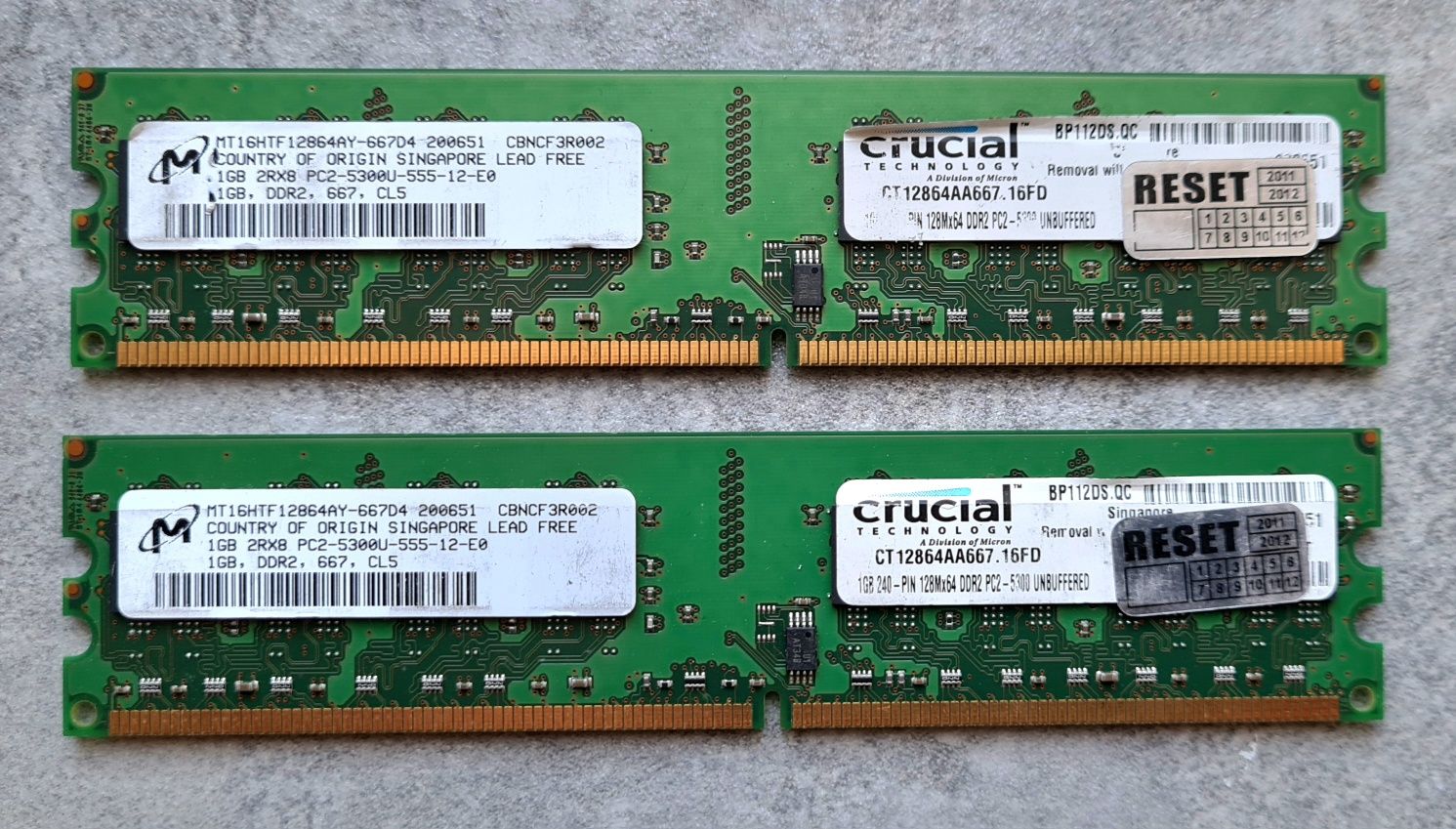 Pamięć Micron 2x1GB 2RX8 PC2-5300U-555-12-E0