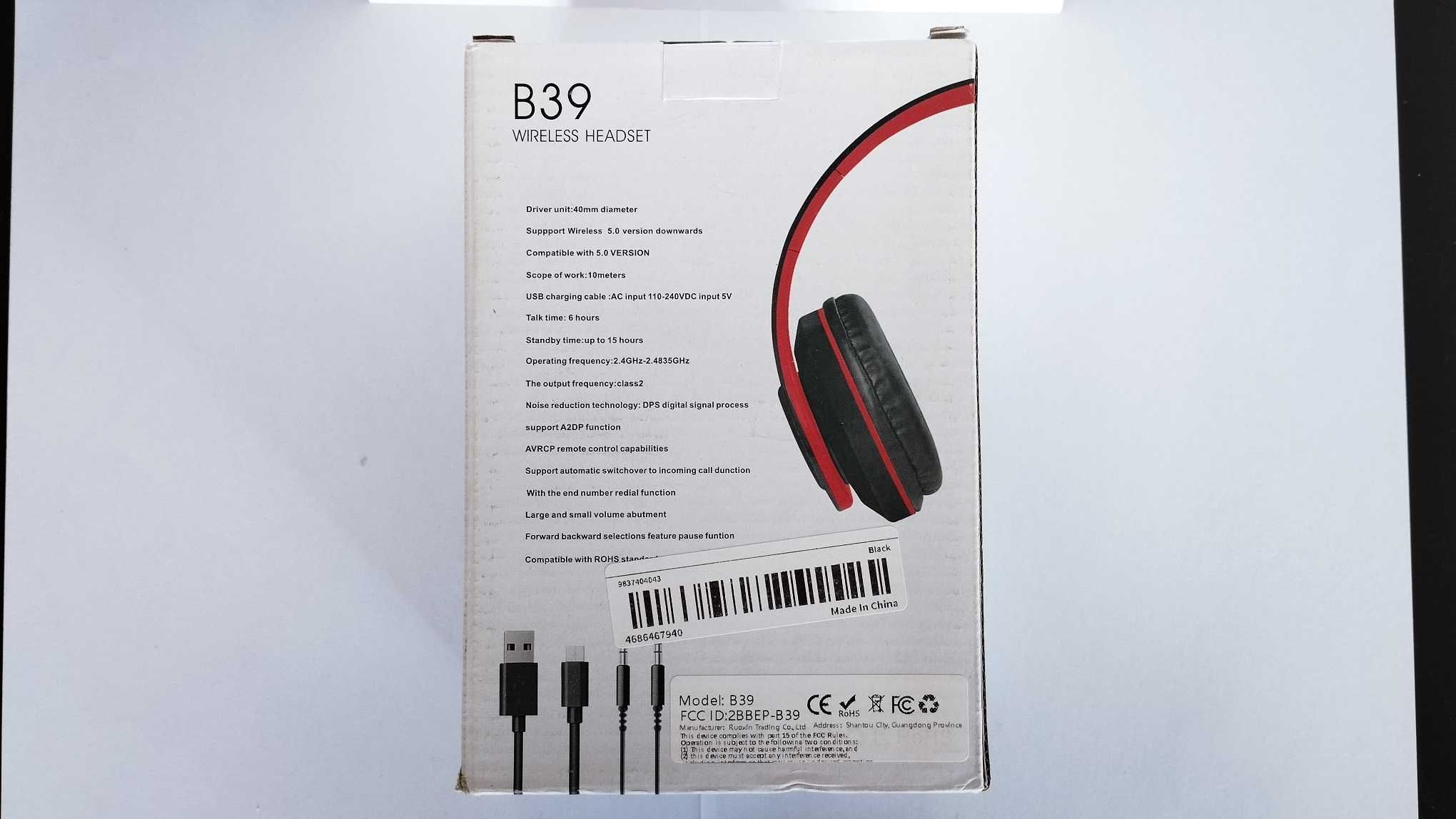 NOVO - Auscultadores B39 Wireless Headset
