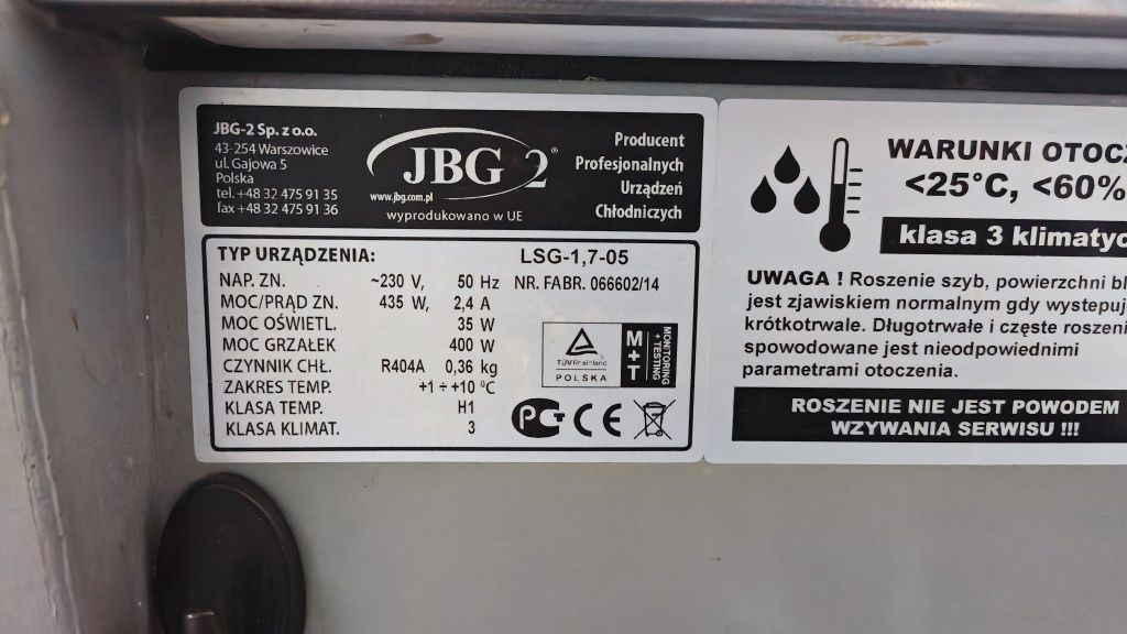 Lada chłodnicza JBG 2.   1,7m