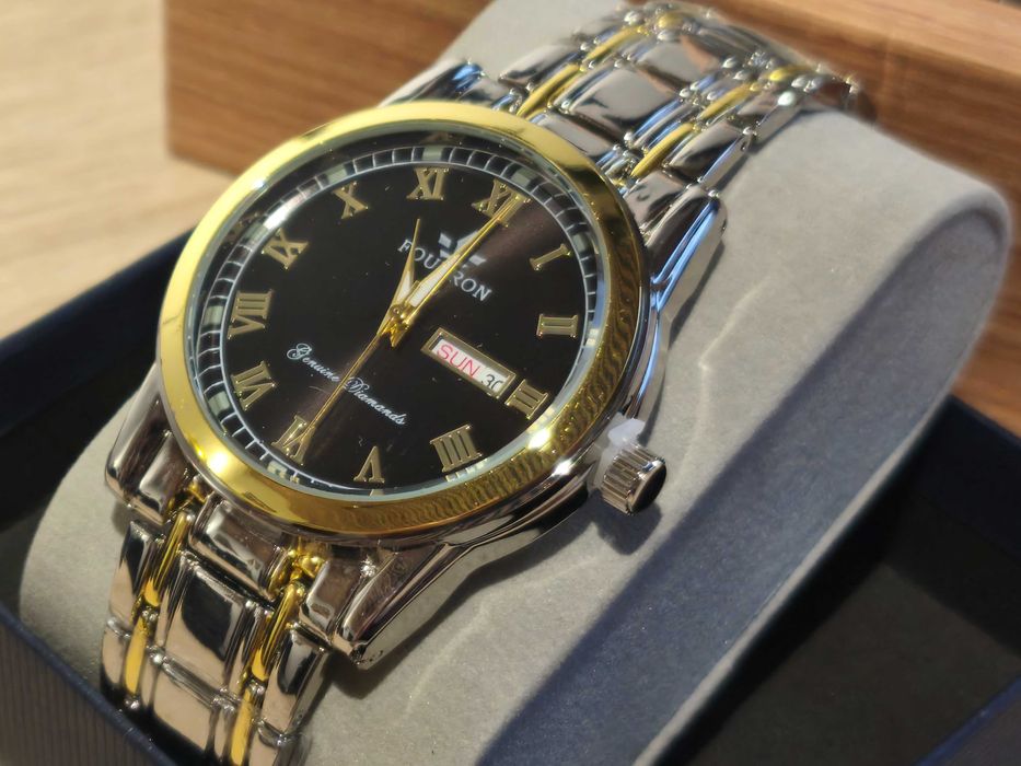 Elegancki zegarek Czarna tarcza a'la Rolex President NOWY prezent 79zł