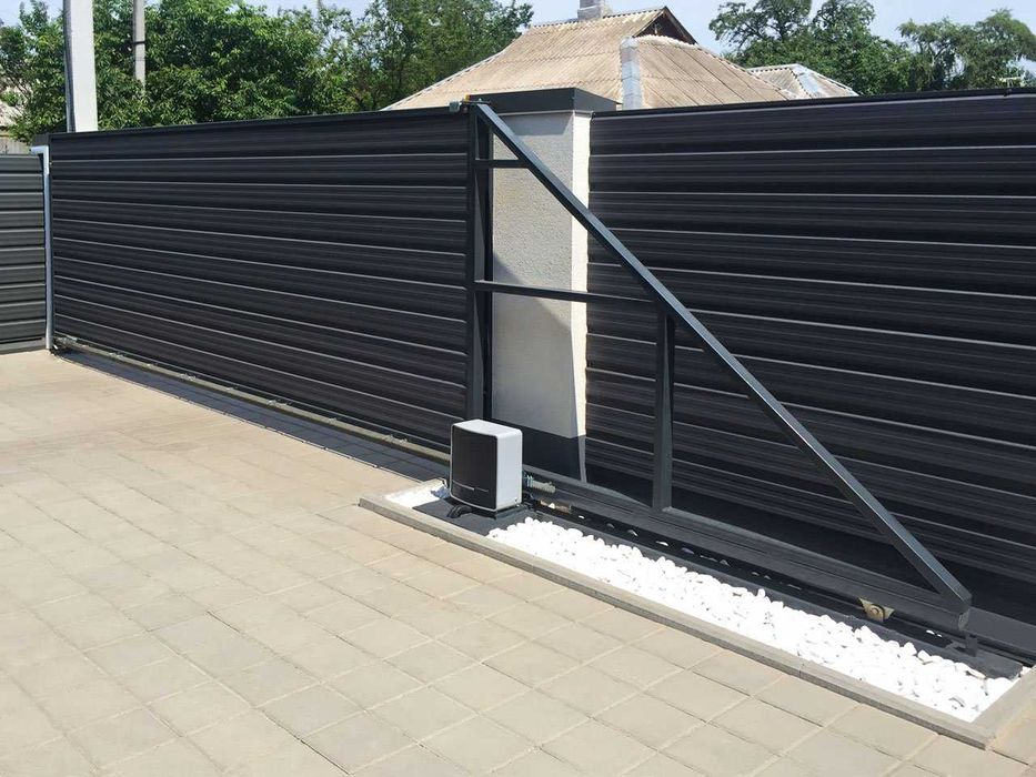 Розпашні ворота, Відкатні ворота, Каркас воріт заверений, Монтаж