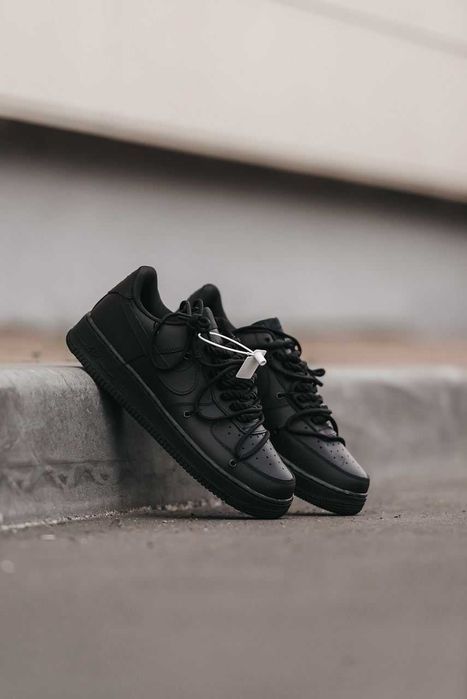 Кросівки Nike Air Force 1 Low Custom Off shoelaces Black premium