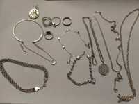 Коллекционный гарнитур серебряный женский браслет кольцо цепочка
