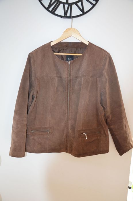 klasyczna kurtka skóra brązowa ramoneska r. 46 skóra