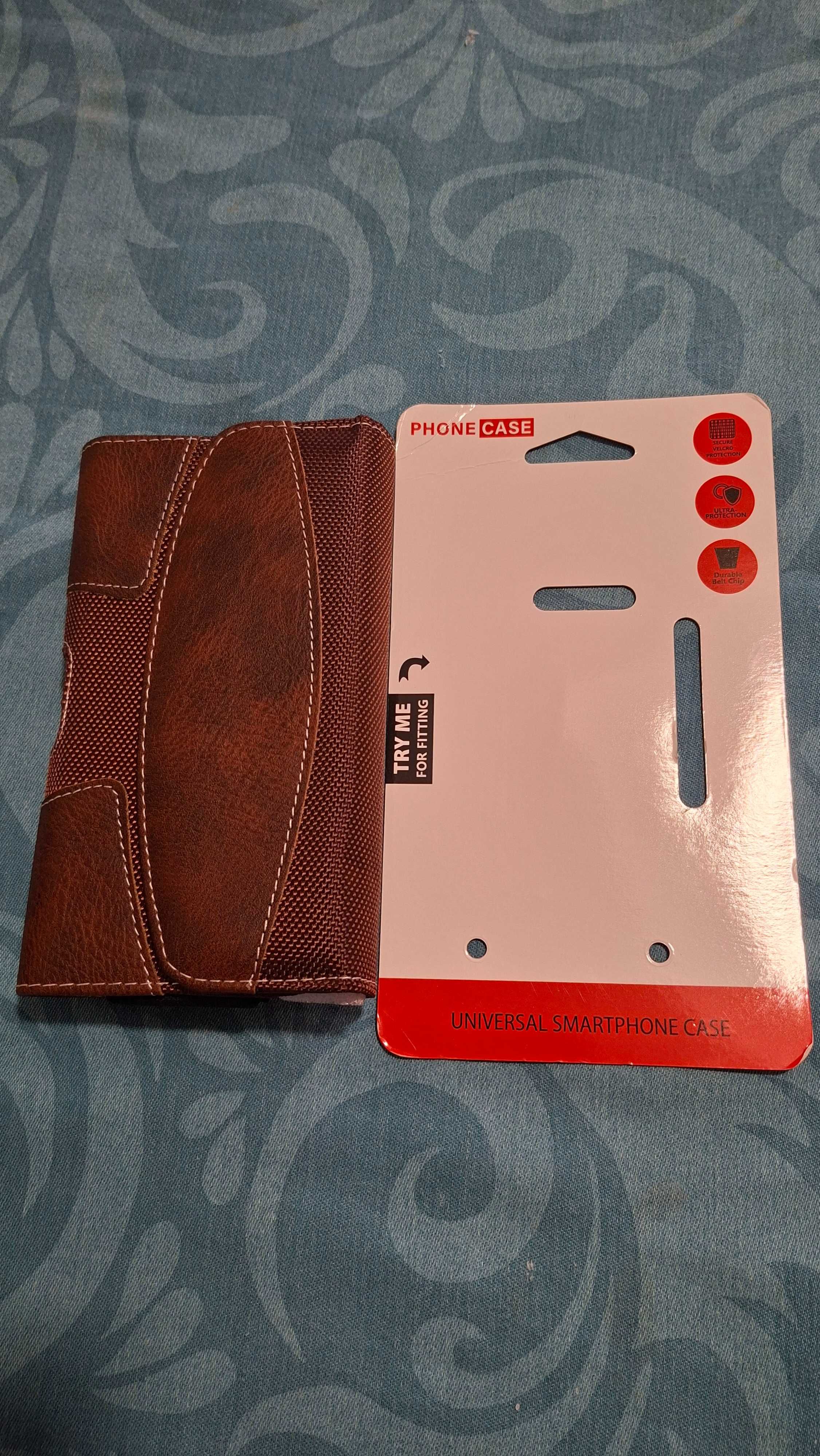 Bolsa de Cintura em Pele e Tecido para Telemóvel, (C=16.5 L=9 E=1.8)cm