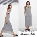 Massimo Dutti довга сукня в смужку із льону ліоцеллу та віскози