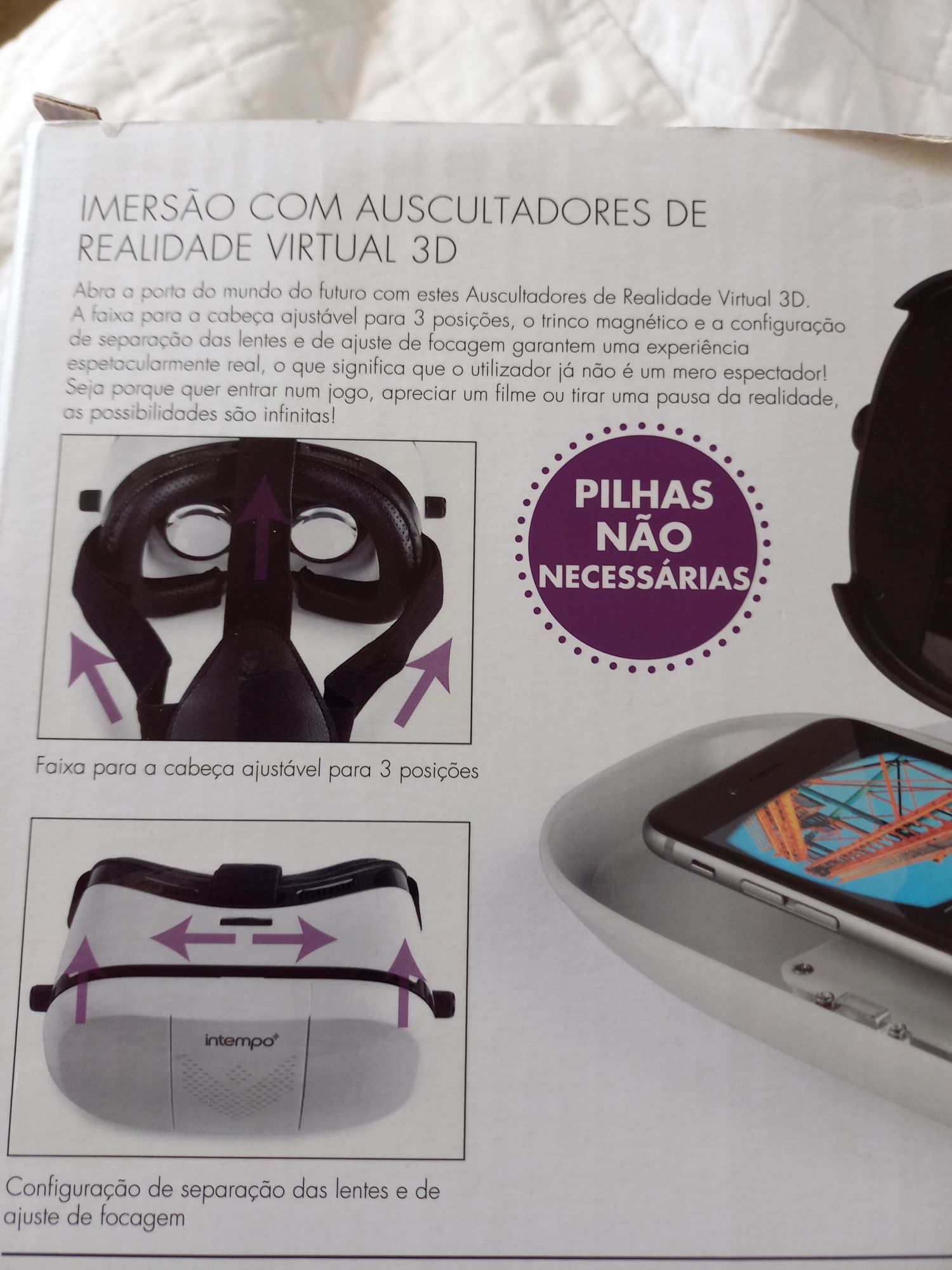 Auscultadores de realidade virtual 3D. Nunca usados