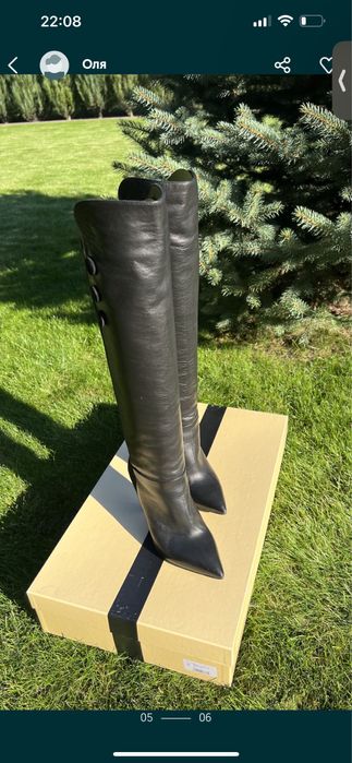 Жіночі чорні шкіряні чоботи Aniye By