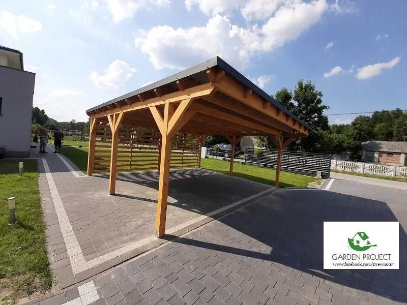 wiata carport2 płaski dach ażur montaż