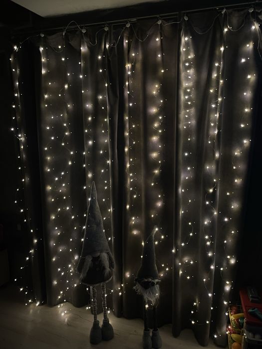 Гірлянда штора роса 3*3м з гачками, usb при відключеннях світла