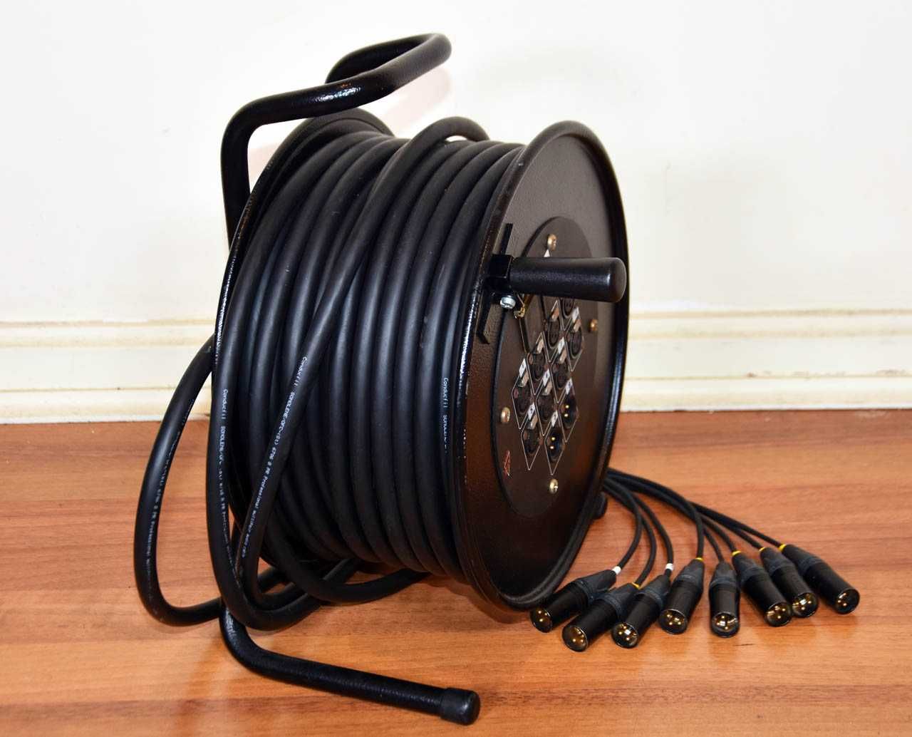 XLR Bobine 30 metros c/enrolador com 8 canais fichas XLR espectaculos