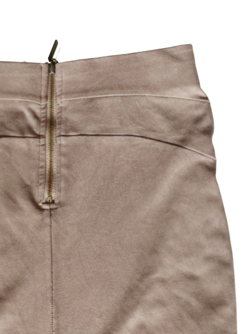 Jasnobrązowa, zamszowa spódnica ołówkowa – Amisu – XS / 34