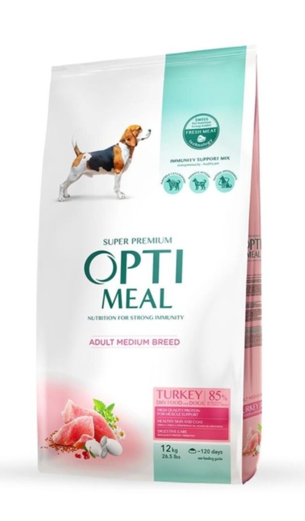 Optimeal Medium Adult Dog 12кг для собак средних пород индейка