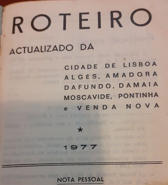 Antigo Roteiro de Lisboa- 1977