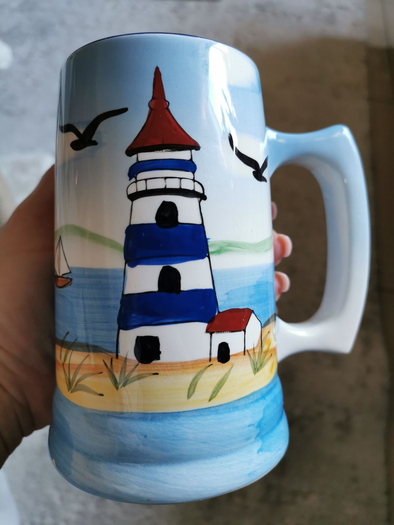 Kubek ceramiczny duży morze latarnia morska kufel do picia