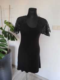 Sukienka czarna Asos 38 M haft koronka wiskoza