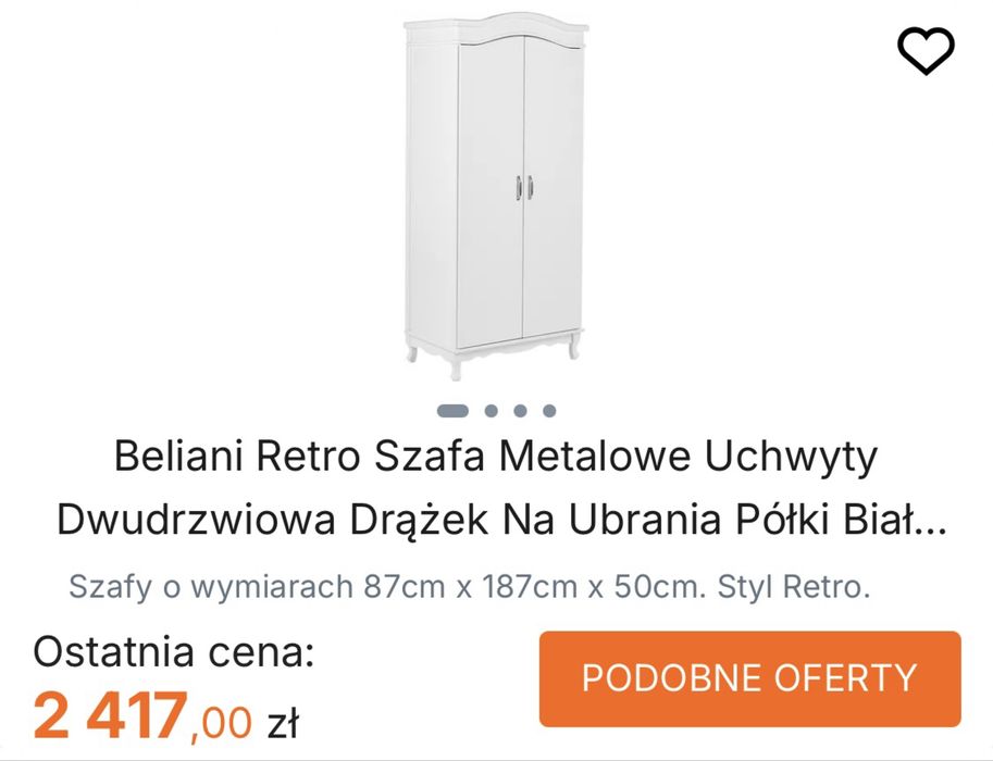 Szafa biała do pokoju dziecka retro