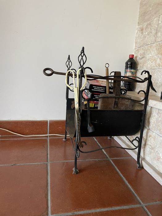 suporte de ferro forjado para lareira