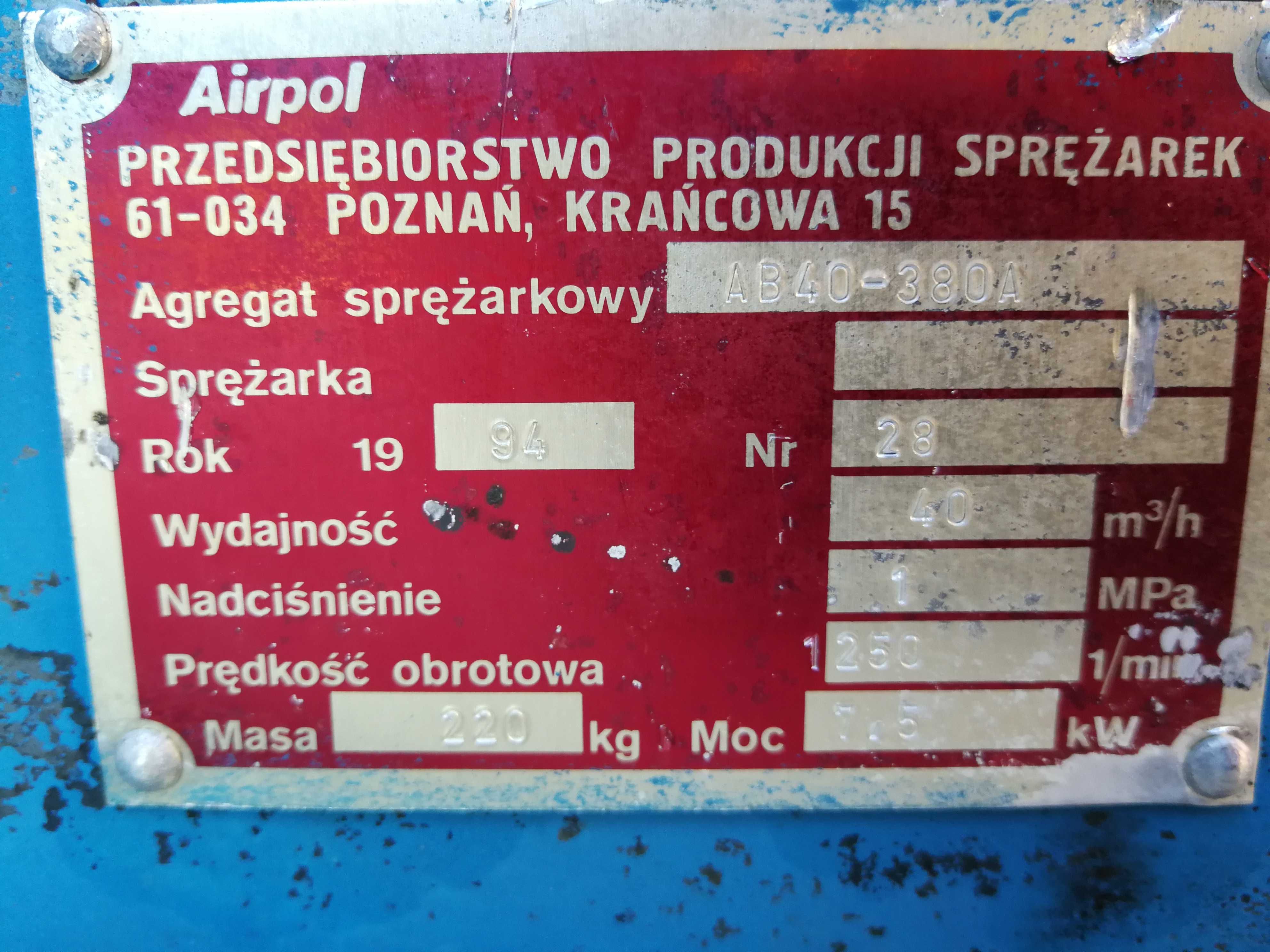 AIRPOL AB40 7,5kW sprężarka kompresor bezolejowy WYSYŁKA!!!