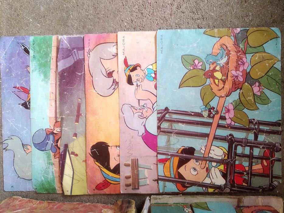 Jogo de cubos de madeira antigos tipo puzzle da Majora