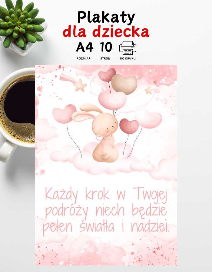 Plakaty dla dzieci chrzest urodziny roczek- dziewczynka