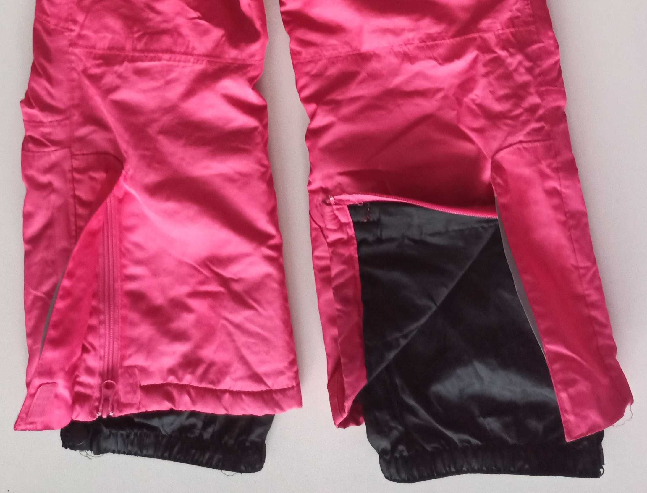 różowe spodnie narciarskie na szelkach Crivit Sports rozmiar 122-128