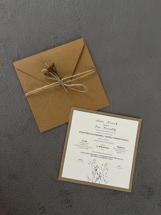 Zaproszenie na ślub wesele minimalistyczne boho